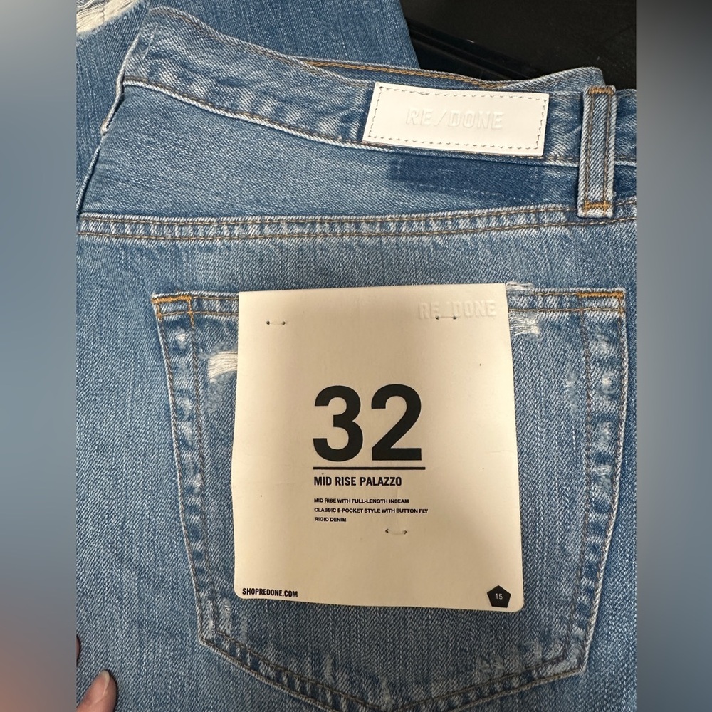 RE/DONE NWT Mid rise Palazzo Jeans 32 Wide-Leg